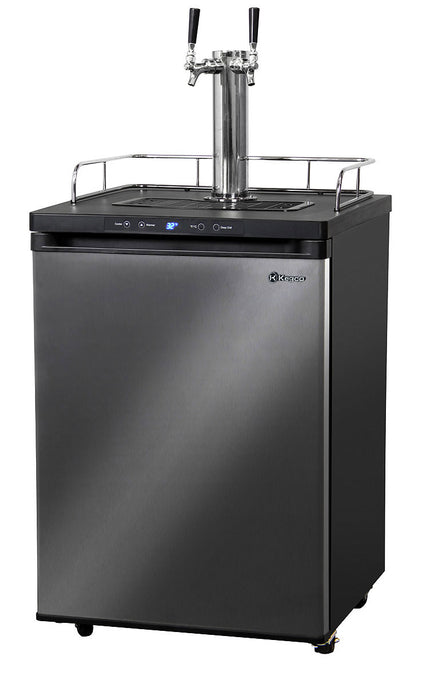 Kegco 24" Wide Dual Tap Black Stainless Steel Digital Kegerator