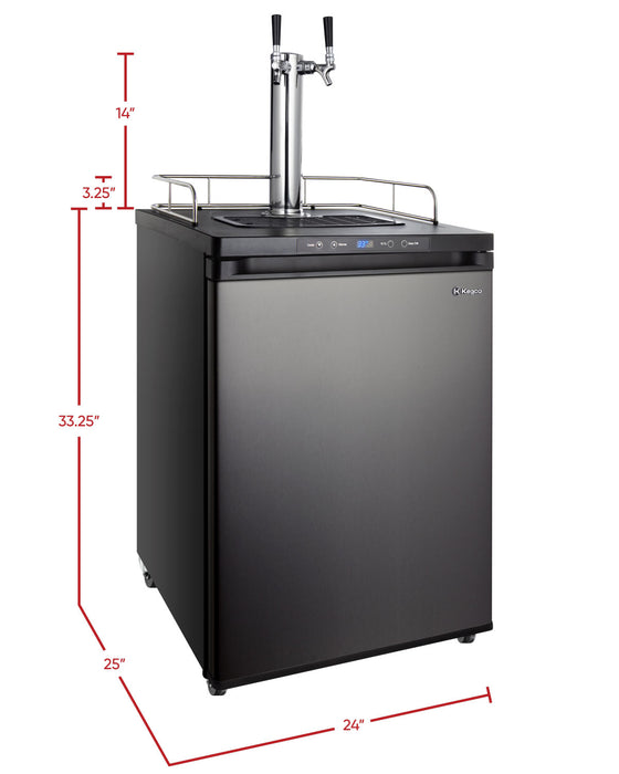 Kegco 24" Wide Dual Tap Black Stainless Steel Digital Kegerator