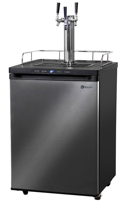 Kegco 24" Wide Triple Tap Black Stainless Steel Digital Kegerator