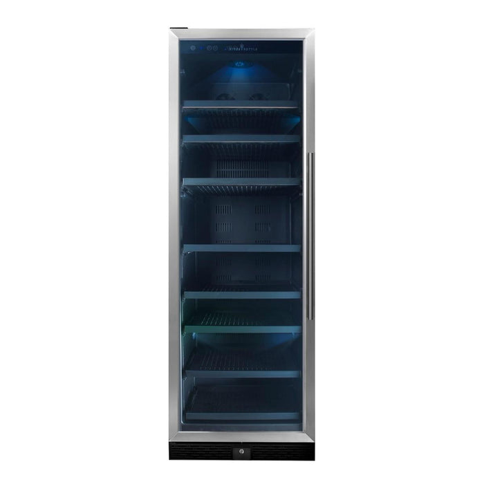 KingsBottle 72" Large Beverage Refrigerator With Clear Glass Door with Stainless Steel Trim