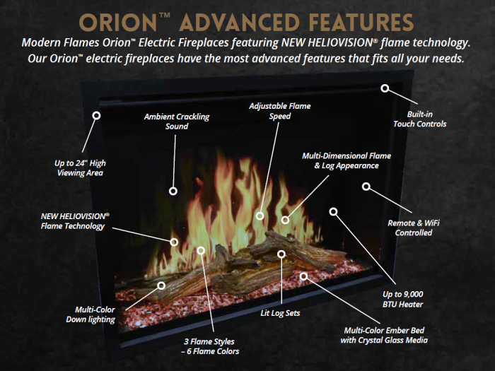 Modern Flames Orion Traditional 54" Virtual Electric Fireplace