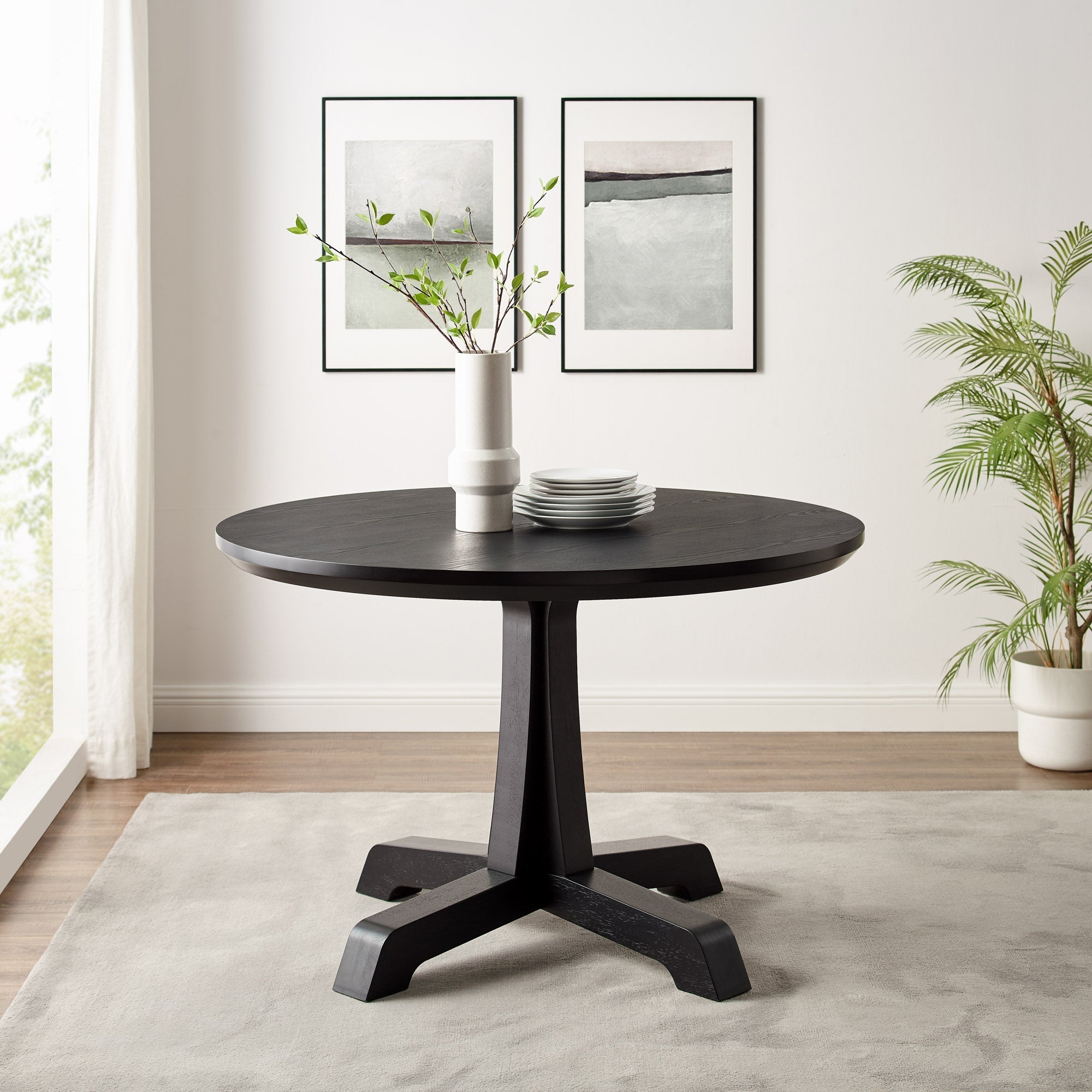 Walker Edison 48" Round Dining Table with Pedestal Base