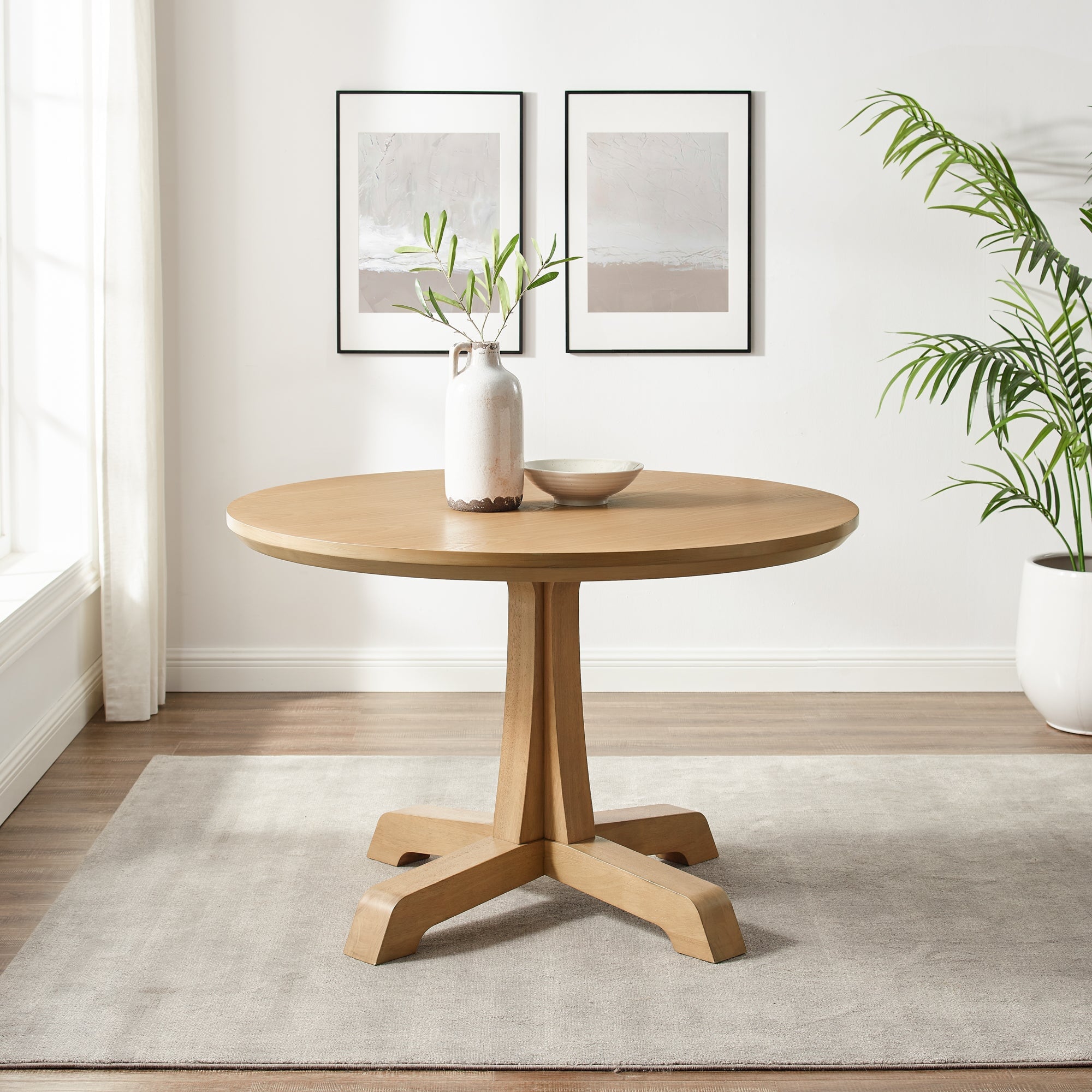 Walker Edison 48" Round Dining Table with Pedestal Base