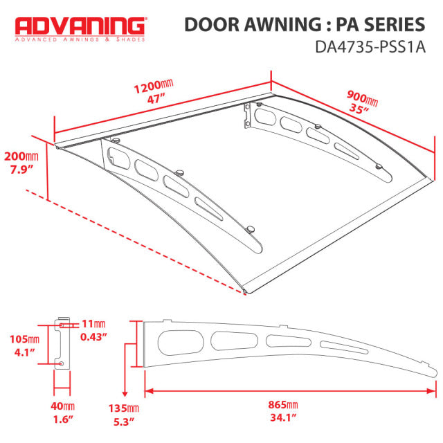 Advaning PA Series (Door Polycarbonate Awning)