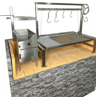 Tagwood BBQ Insert Style Argentine Santa Maria Wood Fire & Charcoal Gaucho Grill without firebricks