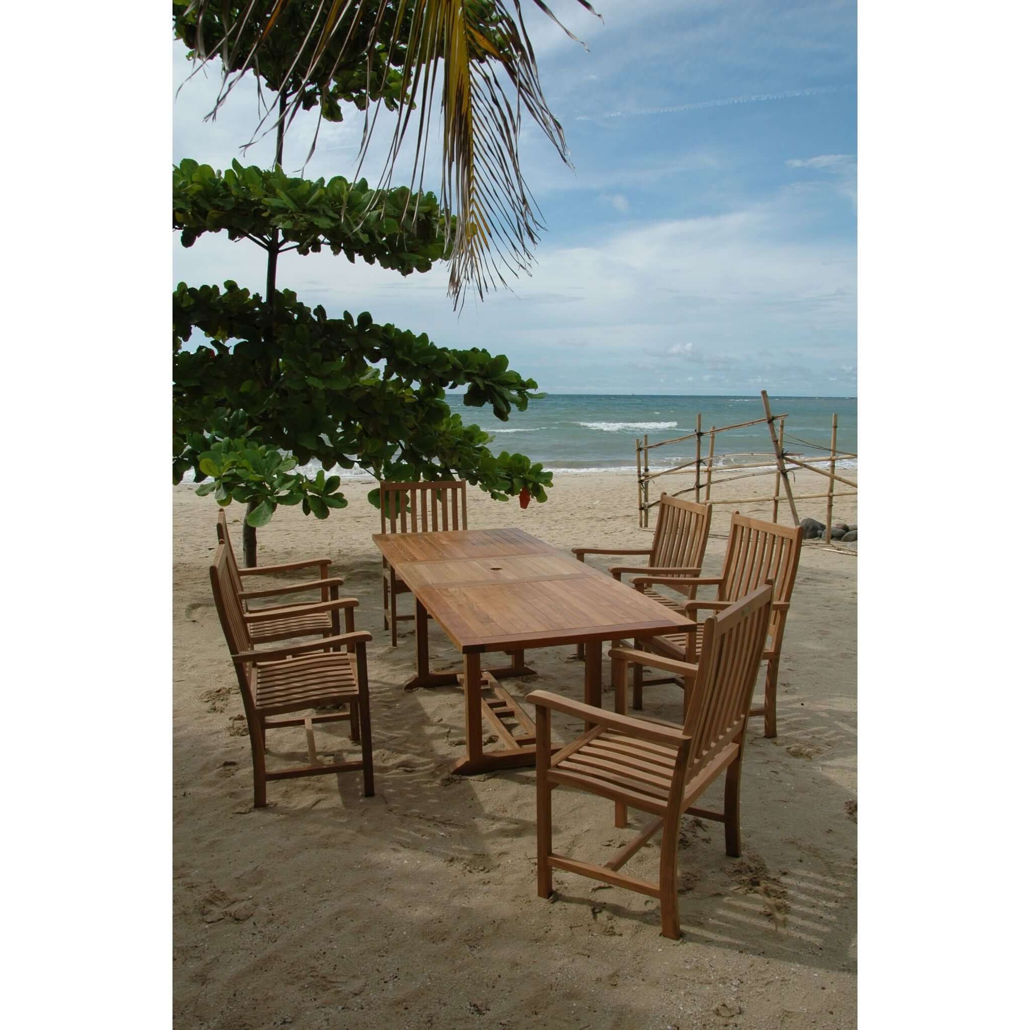 Anderson Teak Bahama Wilshire Armchair 7-Pieces Extension Dining Set