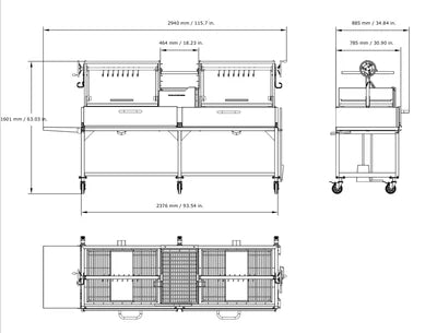 Tagwood BBQ Double Argentine Santa Maria Wood Fire & Charcoal Gaucho Grill