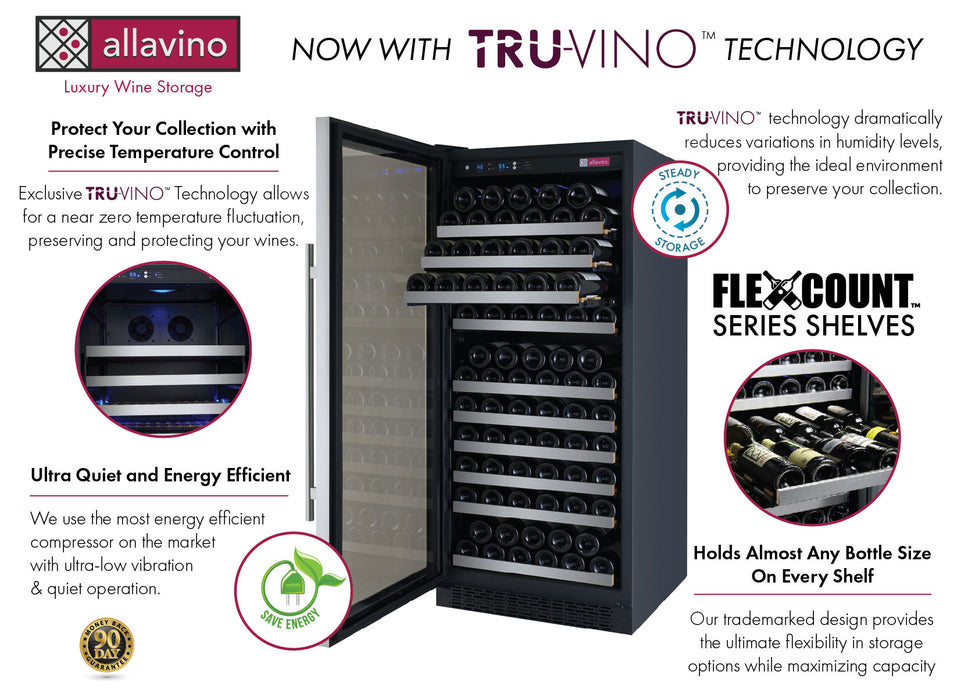 Allavino 47" Wide FlexCount II Tru-Vino 249 Bottle Three Zone Stainless Steel Side-by-Side Wine Refrigerator