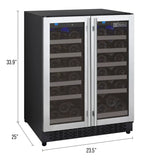 Allavino 24" Wide FlexCount II Tru-Vino 36 Bottle Dual Zone Stainless Steel Wine Refrigerator