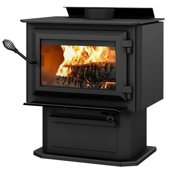 Ventis Medium Sized Single Door Wood Burning Stove and Blower with 1800 Sq Ft Max Heating Space