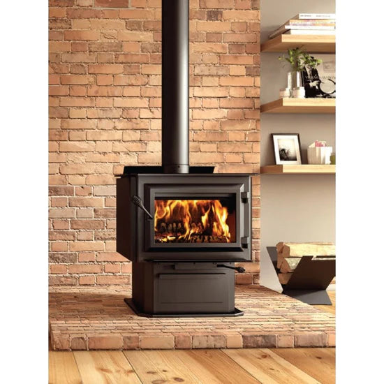 Ventis Large Sized Single Door Wood Burning Stove with 2100 Sq Ft Max Heating Space