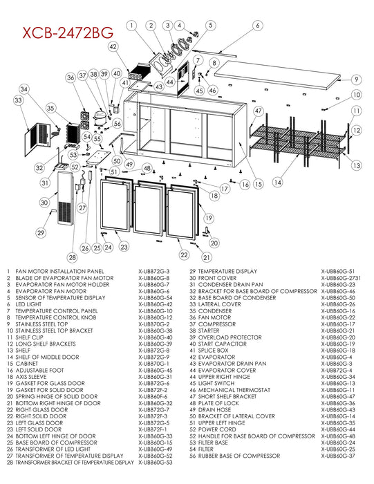 Kegco Commercial Back Bar Cooler with Three Glass Doors