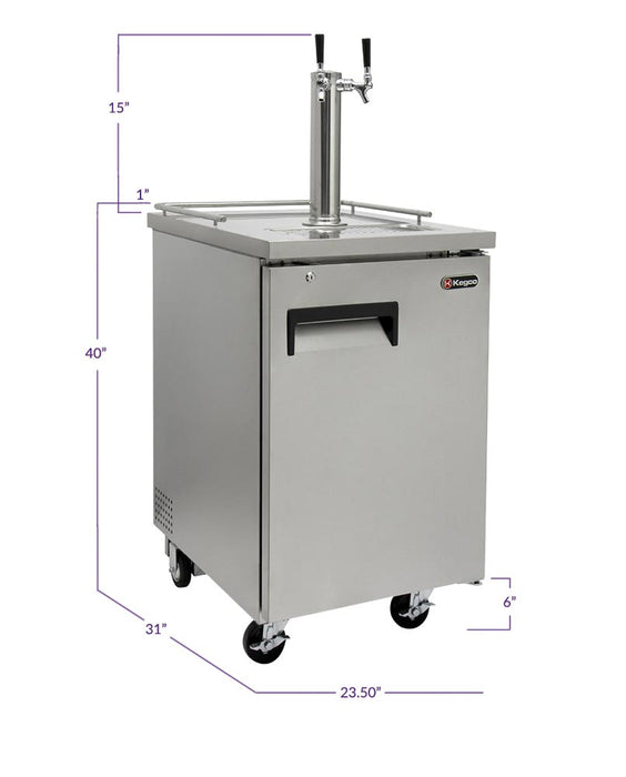 Kegco 24" Wide Kombucha Dual Tap All Stainless Steel Commercial Kegerator