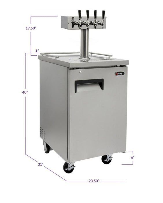 Kegco 24" Wide Four Tap All Stainless Steel Commercial Kegerator