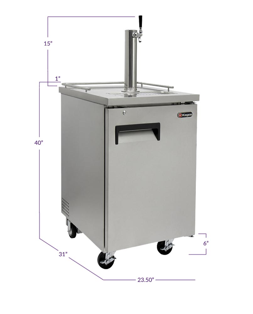 Kegco 24" Wide Single Tap All Stainless Steel Commercial Kegerator