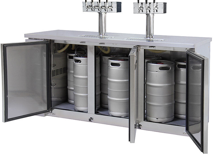 Kegco 72" Wide Triple Tap Stainless Steel Commercial Kegerator