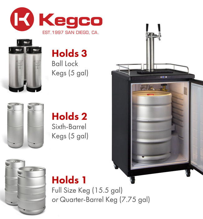 Kegco 24" Wide Dual Tap Black Commercial/Residential Digital Kegerator