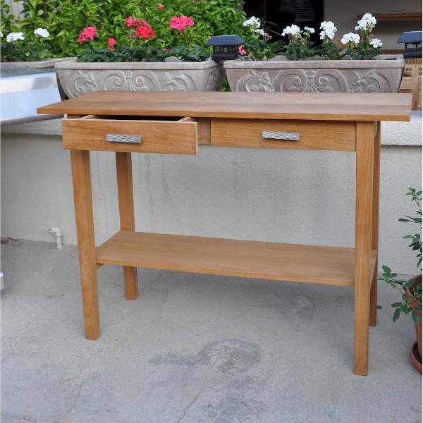 Anderson Teak Atlanta Rectangular Serving Table w/ 2 Drawers and 1 Shelf