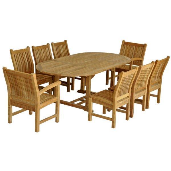 Anderson Teak Bahama Sahara Side Chair 7-Pieces 87" Oval Dining Set