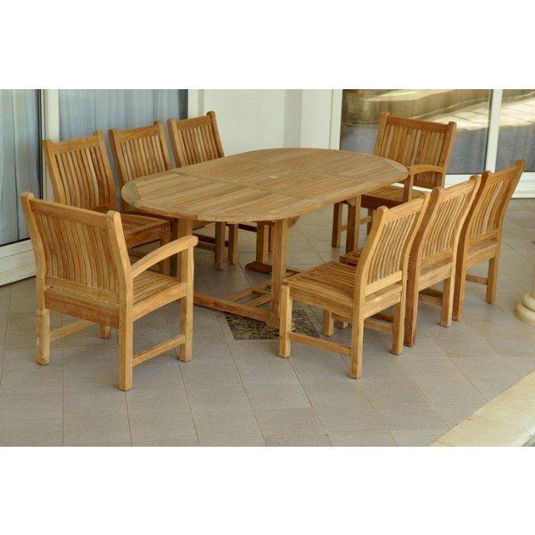 Anderson Teak Bahama Sahara Side Chair 7-Pieces 87" Oval Dining Set