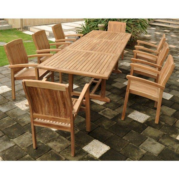 Anderson Teak Bahama Stackable Sahara 9-Pieces Rectangular Dining Set A