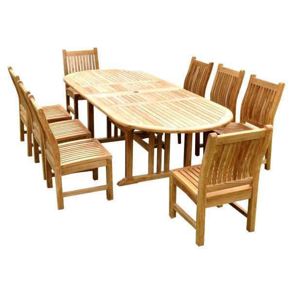 Anderson Teak Sahara Dining Side Chair 9-Pieces Oval Dining Set