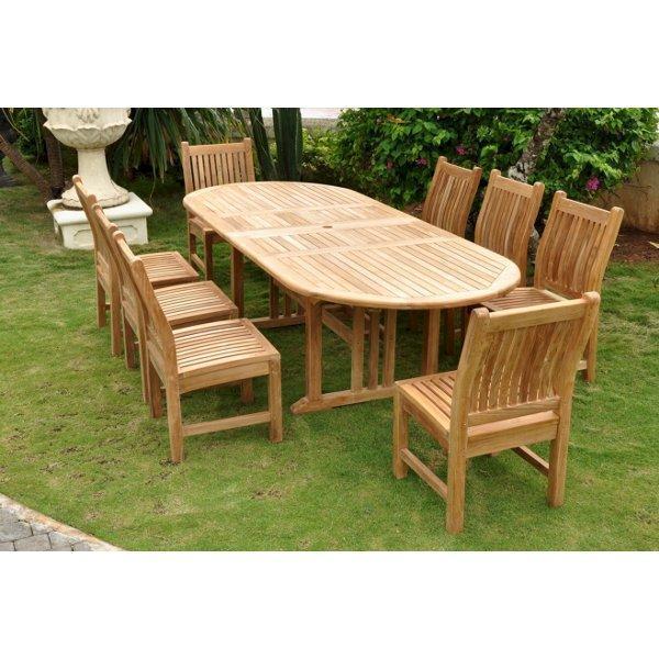 Anderson Teak Sahara Dining Side Chair 9-Pieces Oval Dining Set