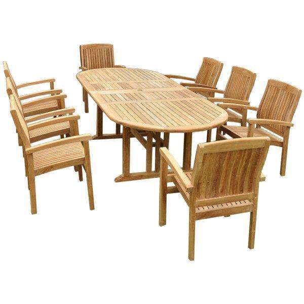 Anderson Teak Sahara Stackable 9-Pieces Oval Dining Set