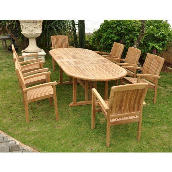 Anderson Teak Sahara Stackable 9-Pieces Oval Dining Set