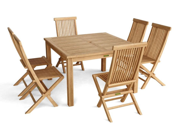 Anderson Teak Windsor Classic Chair 7-Pieces Folding Dining Set