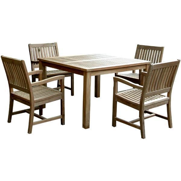 Anderson Teak Windsor Rialto Side Chair 5-Pieces Dining Table Set