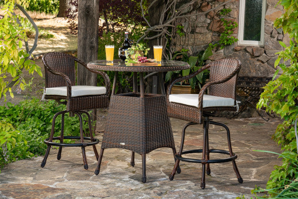 Tortuga Outdoor Sea Pines 3Pc Bar Set  (2 bar chairs, 1 bar table) - Java - Canvas Natural