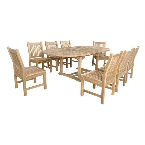 Anderson Teak Bahama Sahara 9-Pieces 87" Oval Dining Set