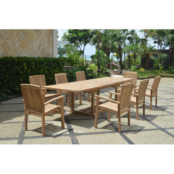 Anderson Teak Bahama Stackable Sahara 9-Pieces Rectangular Dining Set A