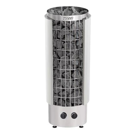 Harvia Cilindro Half Series 8kW Stainless Steel Sauna Heater at 240V 1PH with Built-In Time and Temperature Controls