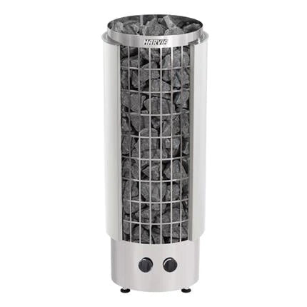 Harvia Cilindro Half Series 8kW Stainless Steel Sauna Heater at 240V 1PH with Built-In Time and Temperature Controls