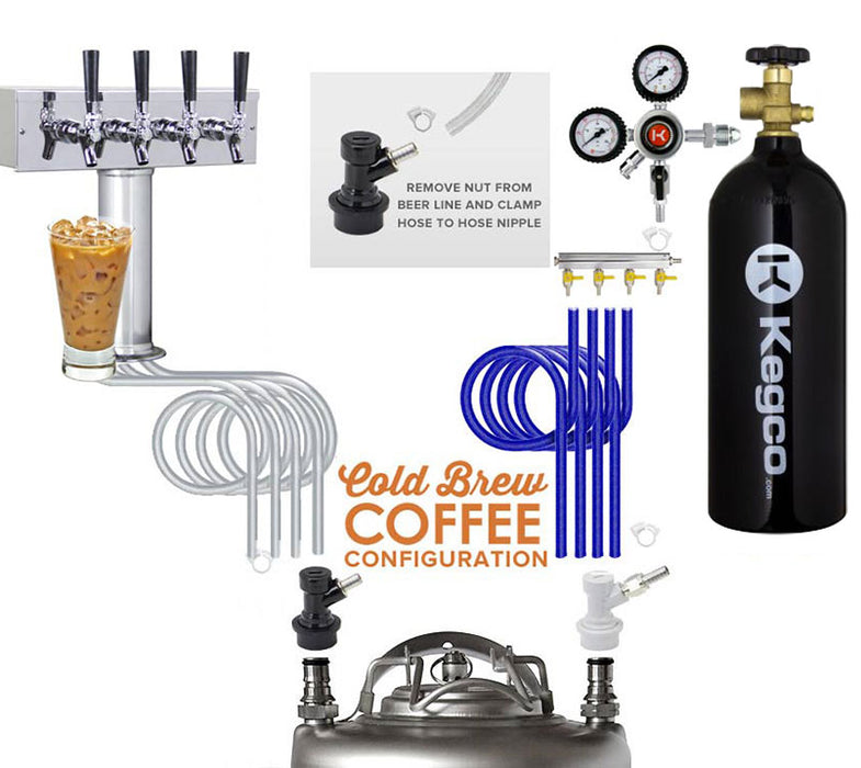 Kegco 24" Wide Cold Brew Coffee Four Tap Black Commercial Kegerator