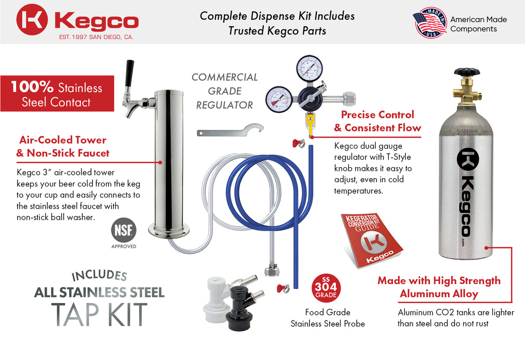 Kegco 20" Wide Homebrew Single Tap Stainless Steel Kegerator