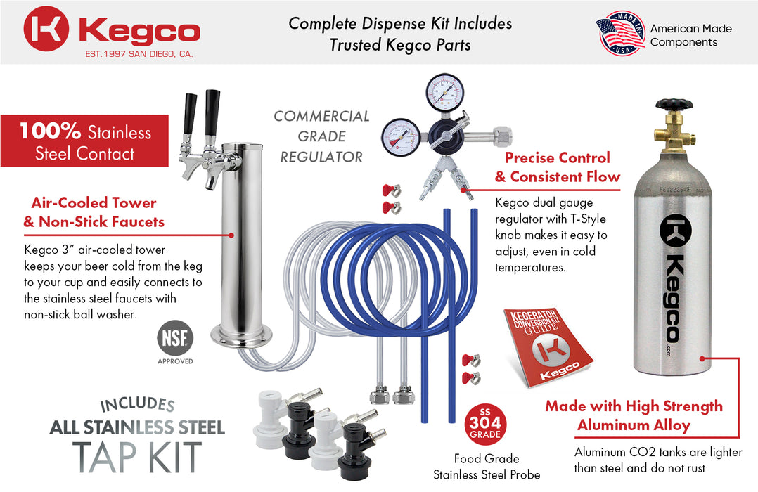 Kegco 24" Wide Homebrew Dual Tap Stainless Steel Digital Kegerator