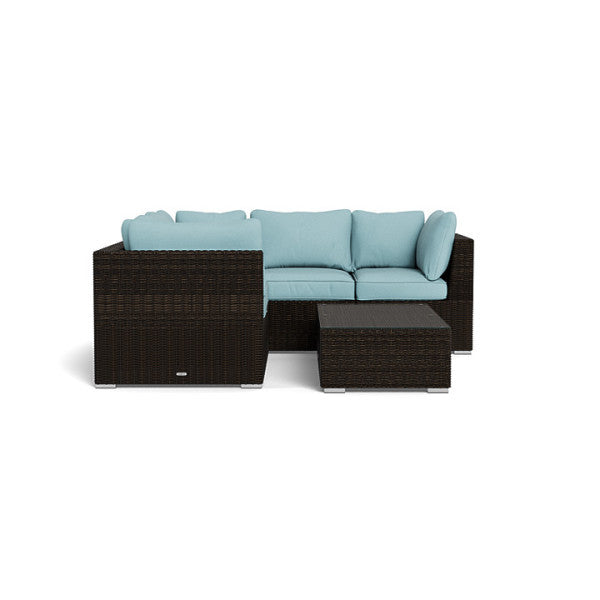Tortuga Outdoor Melbourne 6-Piece Sectional Sofa with Coffee Table, Pecan and Mineral Blue