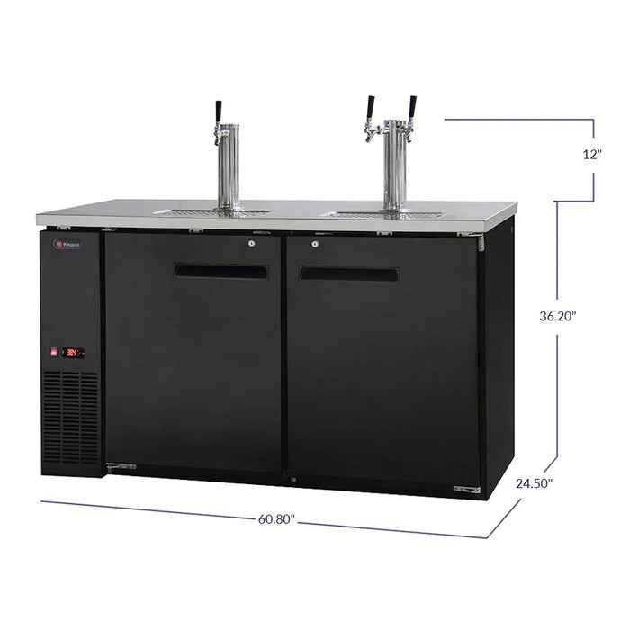 Kegco 61" Wide Triple Tap Black Commercial Kegerator