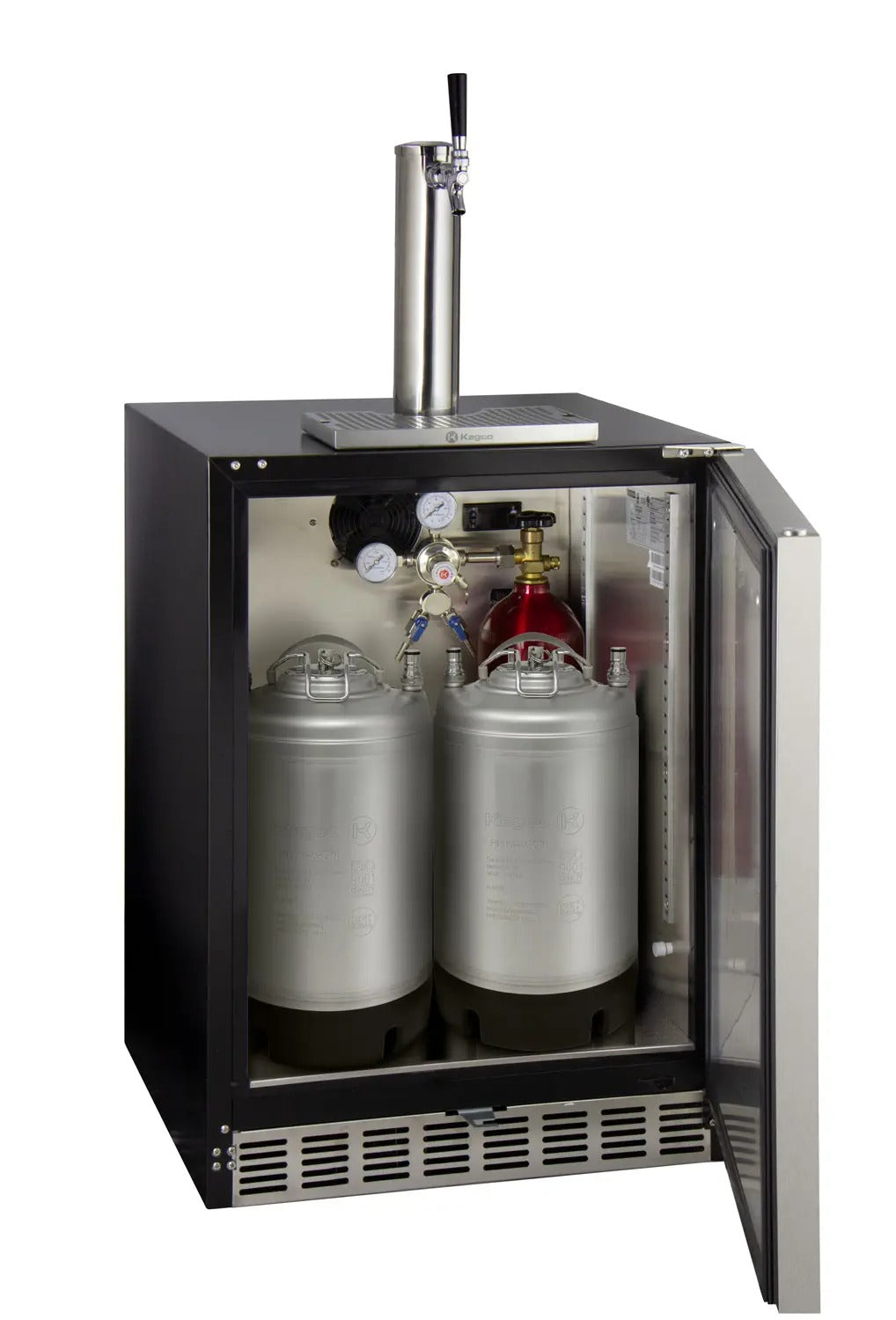 Kegco 24" Wide Single Tap Stainless Steel Built-In Right Hinge ADA Kegerator - Cabinet Only