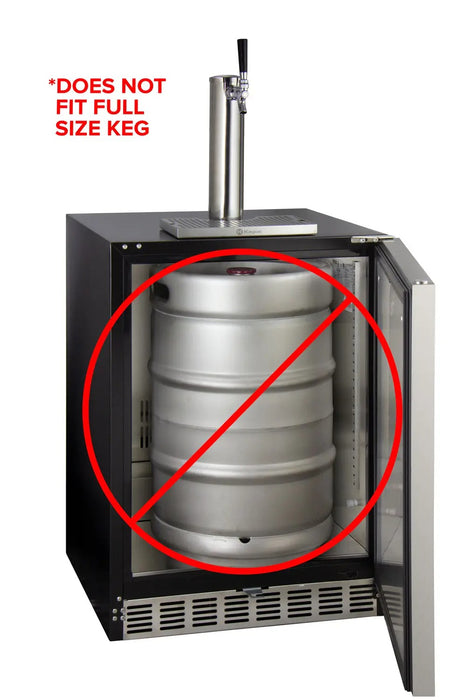 Kegco 24" Wide Single Tap Stainless Steel Built-In Left Hinge ADA Kegerator - Cabinet Only