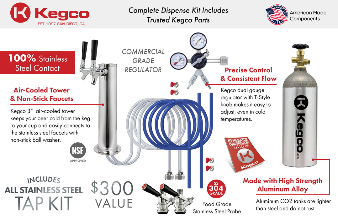 Kegco 24" Wide Dual Tap Stainless Steel Commercial/Residential Digital Kegerator