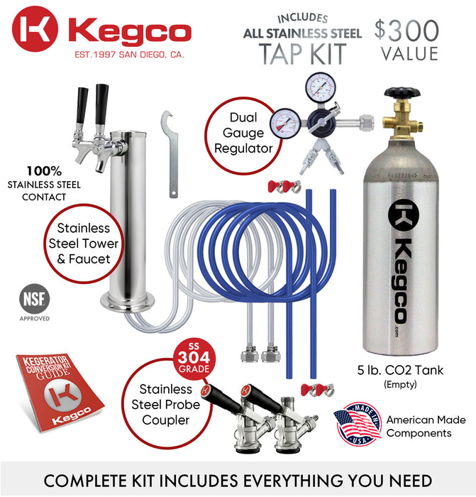 Kegco 24" Wide Dual Tap Stainless Steel Kegerator