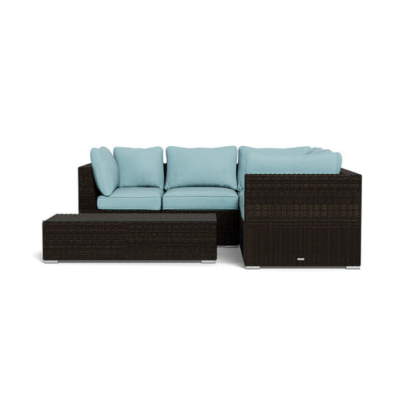 Tortuga Outdoor Melbourne 6-Piece Sectional Sofa with Coffee Table, Pecan and Mineral Blue