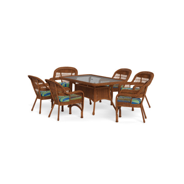 Tortuga Outdoor Portside 7Pc Dining Set  (6 chairs, 66" dining table) - Amber - Haliwell Caribbean