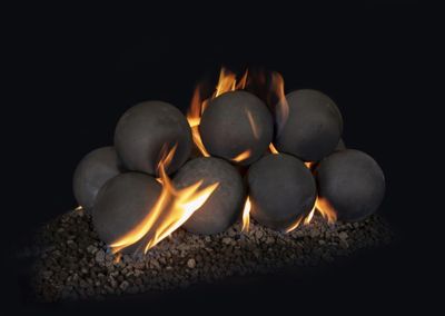 Grand Canyon Gas Logs 6” Fireplace 4-Piece Black Fiber Cannonballs