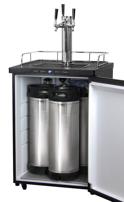 Kegco 24" Wide Homebrew Triple Tap Black Digital Kegerator