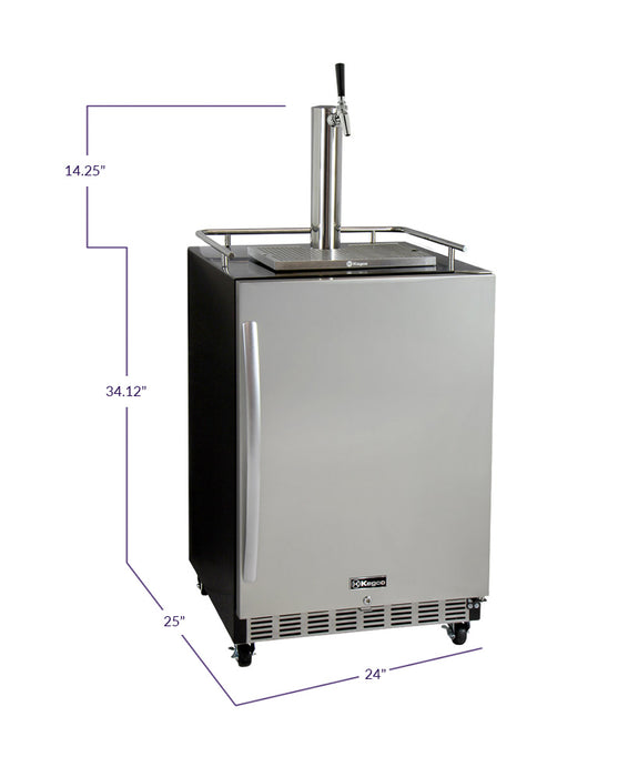 Kegco 24" Wide Single Tap Stainless Steel Commercial Built-In Right Hinge Digital Kegerator with Kit